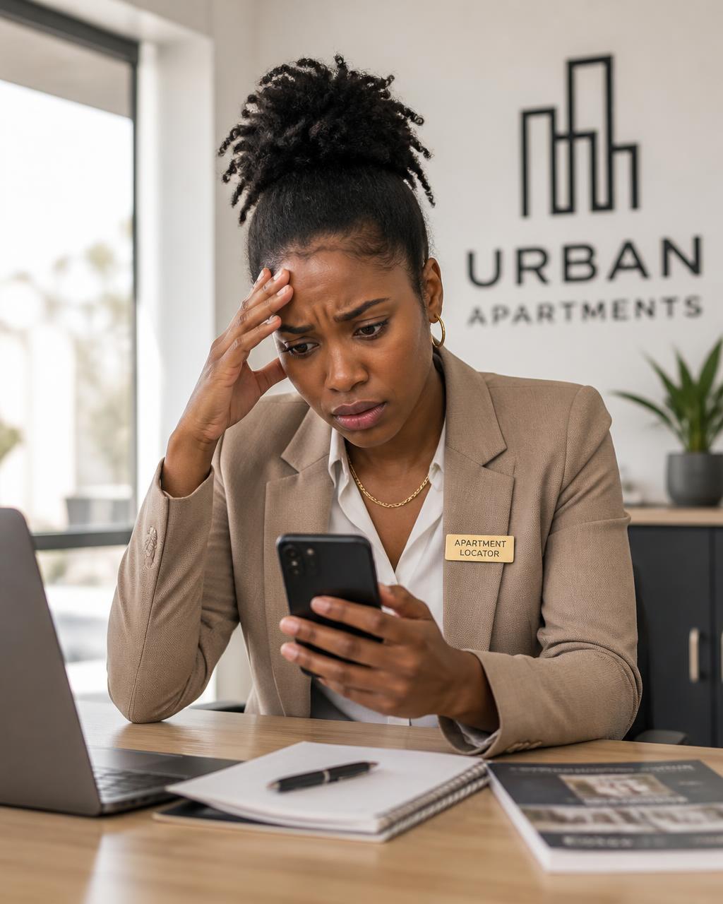 Apartment locator overwhelmed by unanswered leads on her phone